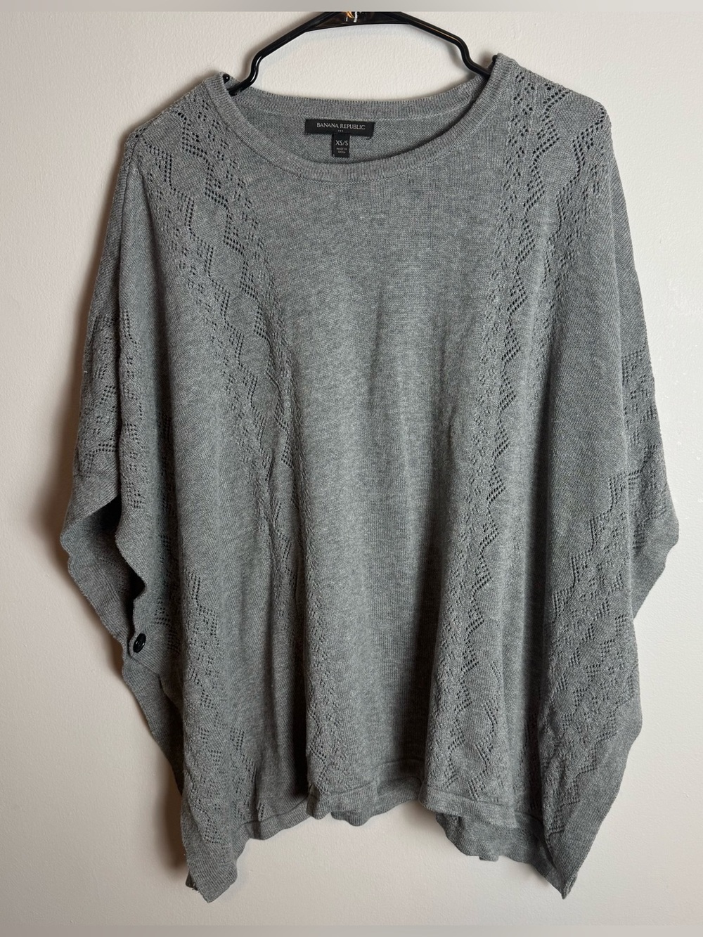 Banana Republic Gray Openwork Knit Cotton Poncho Size XS/S